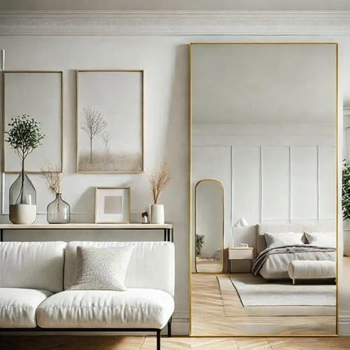 Jobu Full Length Rectangle Mirror 180cm x 90cm, Gold Metal Frame