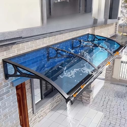 Markise für die Haustür im Freien, Gebogene Markise für transparente Fenster, Markise aus Aluminiumlegierung mit UV-Schneeschutz, geeignet für Dachmarkise im Freien(60 * 360cm)