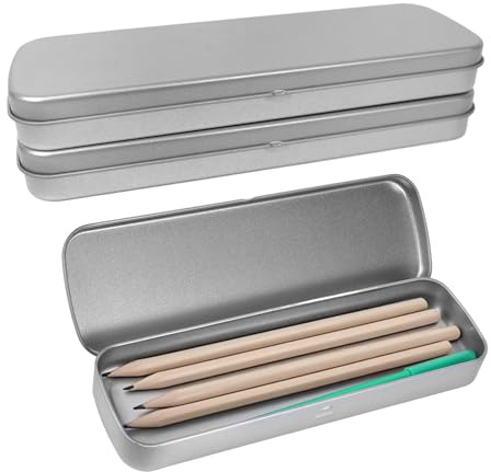 Chanumetal 3 Stück Stiftebox, Metall Stifte Organizer, Kisten Aufbewahrung mit Deckel, Blechdose mit Deckel Groß, Metallbox für Stifte Aufbewahrung, Stifte Box