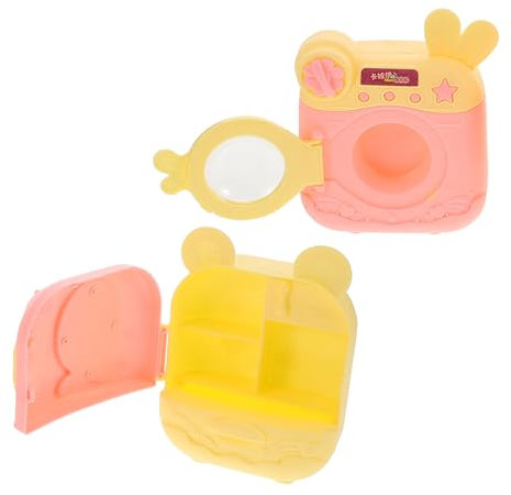 Kisangel Mini Lavadora y Secadora De Juguete Diseño Auténtico Accesorio De Simulación para Lavadero para Casa De Muñecas