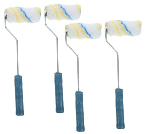 NUOBESTY 1 Satz 4 Stück Walzenbürste Eckrolle Malwerkzeug Eckreparaturwerkzeug Farbrollerbürste Malerrolle Roller-Farbabdeckung Pinsel Ballaststoff Weiß Zufällige Farbe