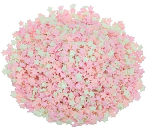 sourcing map Fake Sprinkles, 100G Star Resin Fake Candy Sugar Faux Sprinkles Polymer Clay Slices for Nail Art DIY Crafts Cake Dessert Phone Case Shaker Card Filler, Green/Pink/Light Pink