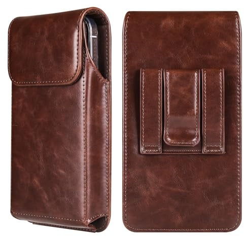 Fondina Porta Cellulare da Cintura in Pelle Uomo, Sacchetto Clip da Cintura Uomo, Verticale Custodia da Cintura Pelle Uomo Borsello Borsa Marsupio Smartphone per Running Sportivo Viaggio Portafoglio