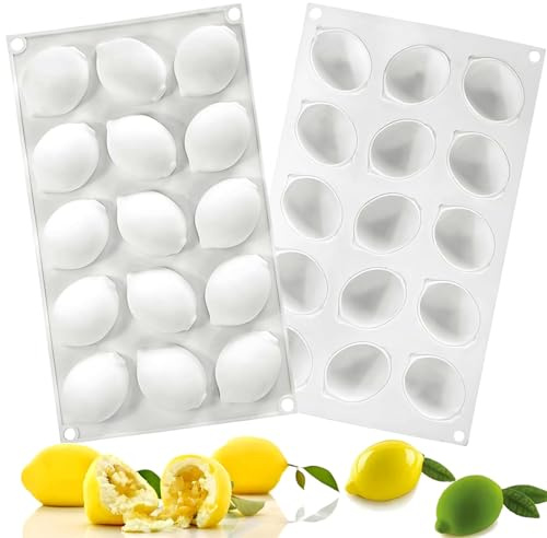 YUANHEHE 3D Silikon Zitronenform zitronenform 3d backform 15 Löcher Silikon Backform silikon backform zitrone für Muffins, Cupcakes, Pudding, Gelee, Kuchen & DIY Dessert Antihaft & Wiederverwendbar