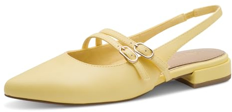 Marco Tozzi Damen Ballerinas weiches Feel Me Fußbett weiches Innenfutter Vegan Spitz, gelb (Limoncello), 38 EU