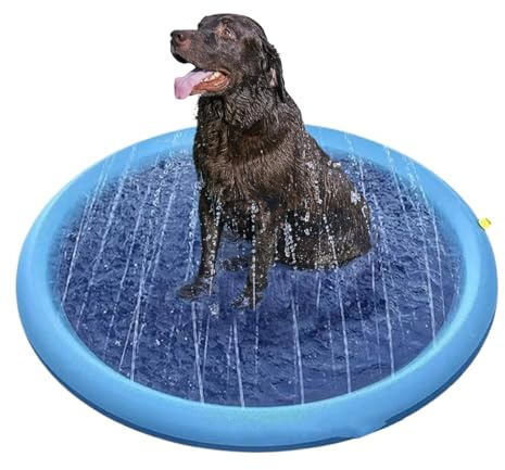 Qkbuza Kids Sprinkler Splash Pad, Backyard Fountain Play Mat, Non-Slip Pool Toy for Outdoor Play Summer Kids Pets Community Events Birthday Parties Family Picnics Park Playgrounds