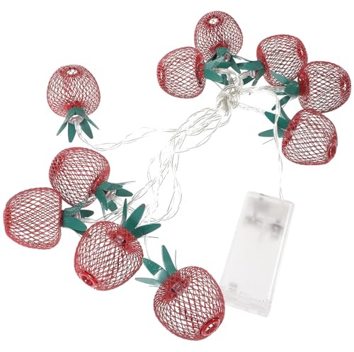 HIAKDOFT LED Lichterkette Rot 2m 10 Warmweiße LED Äpfel aus Eisen Hängende Dekoration für Party und Innenbereich Batteriebetrieben ohne Batterie