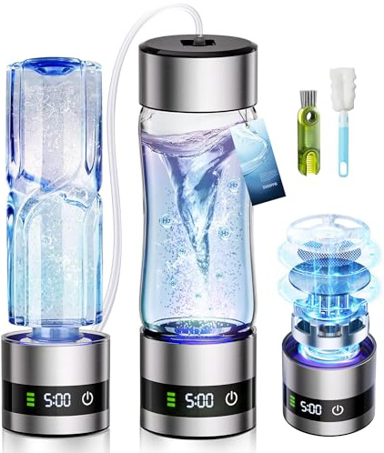 IUHFSIFS 4.0 Upgrade Hydrogen Water Bottle with Brush【NO.1 Double Hydrogen Content】Hydrogen Water Bottle with 2025 Advanced, 0 Chlorine & 0 Ozone & 0 Heavy Metals Improve Water in 3 Min for Home