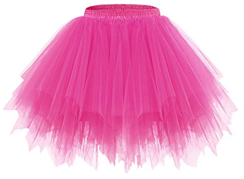 Bridesmay Jupe Jupon Ballet Tutu Underskirt en Tulle Style Vintage Années 50 Rockabilly Carnaval festivités Couleurs Variées Fuchsia M