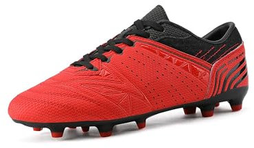 Dream Pairs Men's Cleats Football Boots Soccer Shoes Low Top Training Football Shoes for Professional Sport, Outdoor Sneaker,Size 7,Red/Black,160859-M