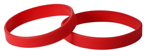 Plain Red Coloured Silicone Sports Arm Exercise Wristband Bracelets Rubber Wrist Bands Party Accessories For Men Women Boys Girls (Pack of 2)