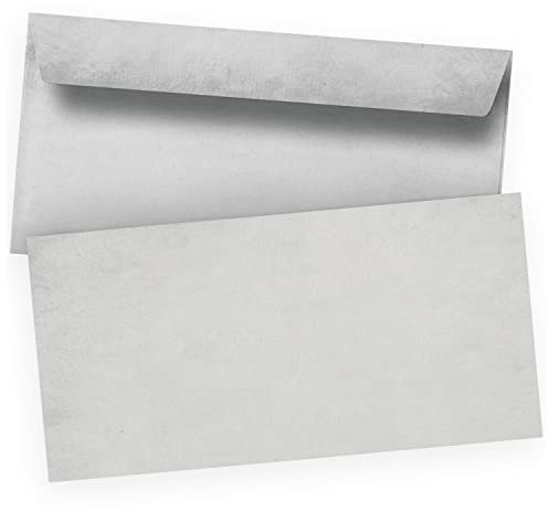 25 x Briefumschläge Altes Papier Vintage Grau - DIN lang - haftklebend ohne Fenster