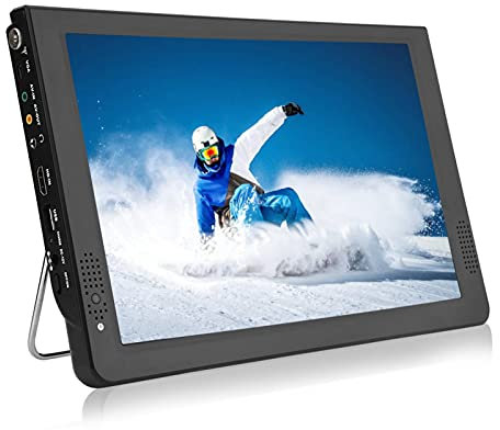 11,6 Pulgadas TV portátil, LED pequeña Televisión con TDT DVB-T/T2 Dos Altavoz TV Digital con 1500 mAh baterías Recargables y Mando a Distancia para cámara, Cocina, Caravana, Coche.