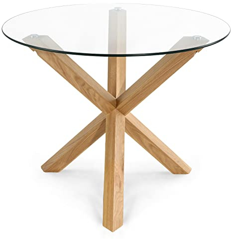 POLY & BARK Kennedy - Mesa de comedor redonda de 37.4 pulgadas, color natural