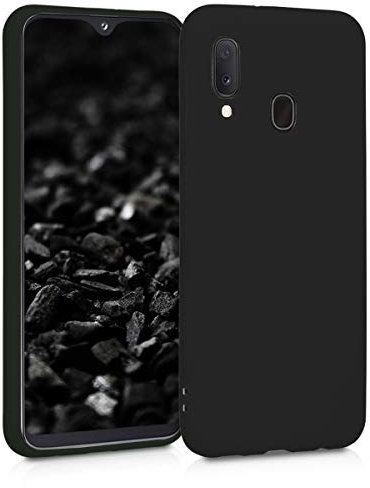 kwmobile Hülle kompatibel mit Samsung Galaxy A20e Hülle - weiches TPU Silikon Case - Cover geeignet für kabelloses Laden - Schwarz matt