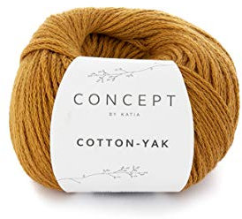 Katia Concept Cotton Yak Farbe 106 ocker, Wolle mit Yakwolle und Baumwolle zum Stricken und Häkeln