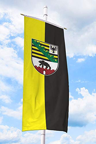 Deitert Bundesland-Flagge Sachsen-Anhalt – 120x300 cm Sachsen-Anhalt-Fahne mit Wappen, Bannerfahne aus reißfestem Polyester