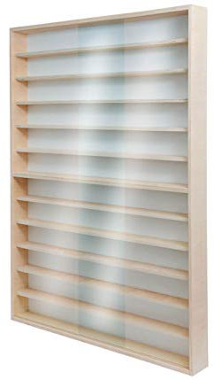 Alsino Sammlervitrine Hängevitrine für Züge Eisenbahnen Vitrine Spur HO & N Regal H0 60-90 cm 12 Fächer mit Nuten (V-90.12A)