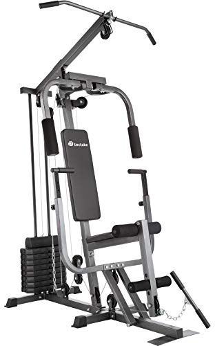 tectake® Station de Musculation, Cage de Musculation, Barre de Tractions, Home-Trainer, Module Papillon, Dispositif d’Extension de Jambe, Appareil musculation, Barre musculation, Sport Maison, Fitness