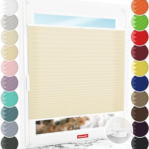 Schuette® Plissee ohne Bohren ● Premium Kollektion: Sahara's Sand ● 50x120cm (Breite x Höhe) ● Suprafix Faltrollo X Klemmfix Rollo ● Blitzschnelle Montage inkl. Video