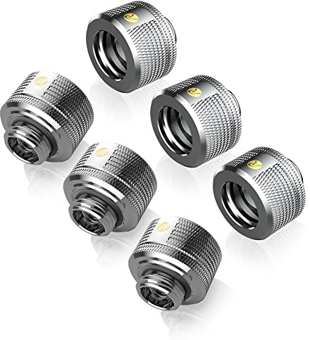 RAIJINTEK PELIAS Silber - D141806 G1/4 14mm OD Gerade Messing Hartrohr-Anschlüsse für PC-Wasserkühlung, Silber, 6 Stück