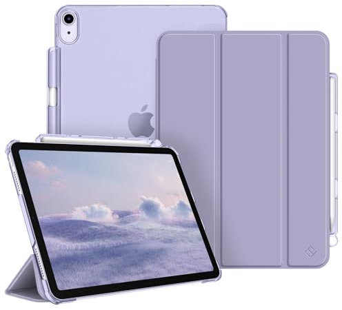 Fintie Hülle für iPad Air 11 Zoll M3 2025/M2 2024, iPad Air 5 2022/4 Generation 2020 10.9 Zoll mit Stifthalter, ultradünne leichte Schutzhülle Case mit transparenter Rückseite, Violett