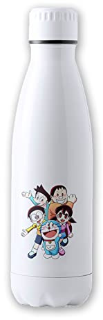 MERCHANDMANIA BIDON 700 ML ACERO INOXIDABLE doraemon anime amigos personajes chibi tapon seguridad botella.
