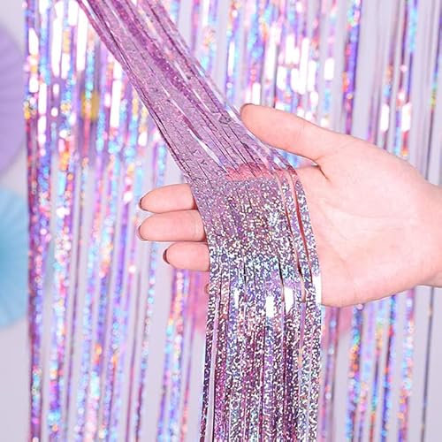 Tende sullo sfondo Bachelor Adult Door Foil Shimmer Wall Decor Anniversary Tinsel Wedding Party Glitter Photo Booth Compleanno-Rosa chiaro