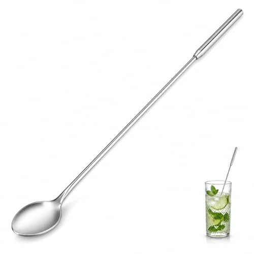 Cuchara mezcladora de acero inoxidable, cuchara mezcladora de cócteles en forma de lágrima de 30 cm, cuchara de mango largo, cucharas mezcladoras de 12 pulgadas de mango largo para té helado, café