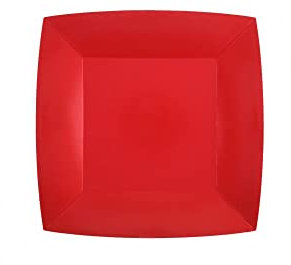 Santex 10 ASSIETTES CARTON BIO CARRÉES 18CM ROUGE