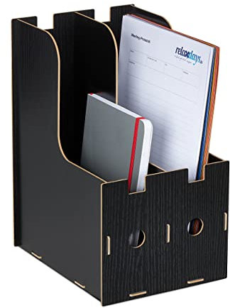 Relaxdays Stehsammler, 2 Schuber, DIN A4, Hefter & Akten, Büro- & Schulorganisation, Zeitschriftensammler, MDF, schwarz
