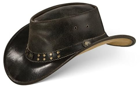 Black Forest Fox Buffalo Bill Herren Damen Western Cowboy Leder Hut Dark Brown Größe M