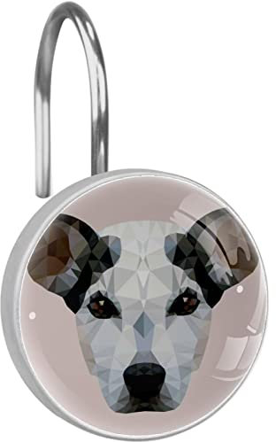 Set di 12 ganci per tenda da doccia, in acciaio inox, vetro, resina, 3,7 x 3,7 cm