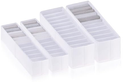 ROW&LINE® – Organizer Set – extra hohe Fächer für Babysachen, Unterwäsche & Kleidung – Schubladen Trennsystem– strapazierfähig & abwaschbar für Schrank & Schublade – weiß – Size: 2x XS | 2x S