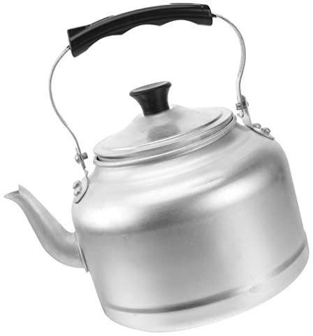 BESTonZON Teiera da 2 l, bollitore da tè, bollitore da caffè, bollitore in alluminio, per casa, cucina, ufficio, campeggio, picnic, escursionismo, argento