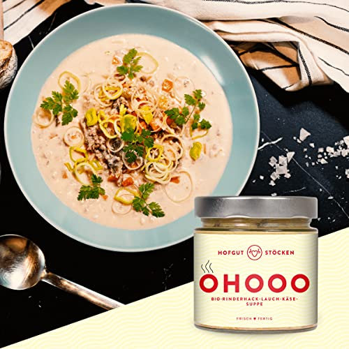 Hofgut Stöcken | Bio-Käse-Lauch-Suppe vom Testsieger | Bio-Fertiggericht im Glas | ohne Zusatzstoffe (330ml)