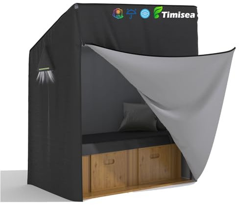 Timisea Premium Strandkorb Schutzhülle mit Belüftungsöffnungen, 420D Oxford Gewebe, Wasserdicht, Staubdicht, Schwarz, Polyester, 135 x 105 x 175/140 cm