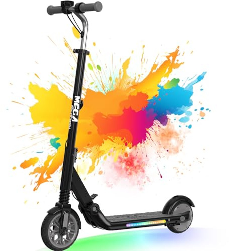 MEGA MOTION E Scooter für Kinder, 7'' Faltbarer E Scooter, 16 km/h, für 6-15 Jahre, 150W Motor & 3 Gänge & LED Display & 65.52Wh Batterie, Leichter Elektroroller Kinder