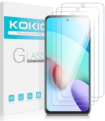 Kokio 3 Piezas Protector de Pantalla para Xiaomi Redmi 10 4G/Redmi 10 2022 6.5 Cristal Templado Ultra HD Vidrio Templado para Xiaomi Redmi 10 4G,9H Dureza,Sin Burbujas Screen Protector