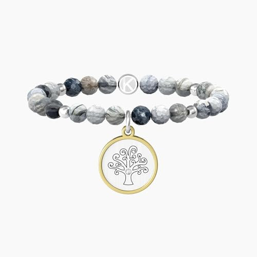 KIDULT - Bracciale Famiglia con agata multicolor e ciondolo