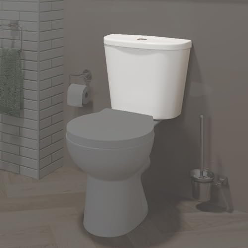 BAYSTONE Bathroom Close Coupled Toilet Cistern Only Dual Flush Ceramic WC White Gloss