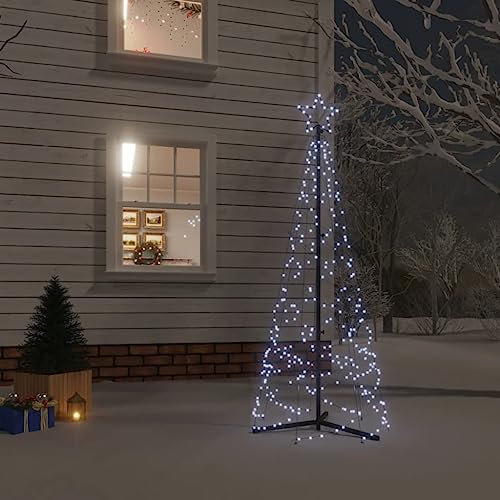 Albero di Natale a Cono Bianco Freddo 200 LED 70x180 cmAlbero di Natale Biancaneve Albero di Natale Slim Albero di Natale con luci integrate Adatto per Natale, Capodanno, feste