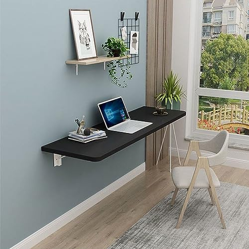 OHMG Klappbarer Wandtisch, Schreibtische, Klapptisch, Wandtisch, Computertisch, Küchentisch, Computertisch aus Massivholz, multifunktional (Schwarz -60 x 30 x 1,6 cm)