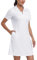 JINSHI Women's Polo Dress, Shirt Stretch Golf Tennis Workout Athletic Dress Short Sleeve Casual Sports Dresses Ladies with Pockets White Size XS