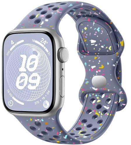 CeMiKa Correas Deportivas Compatible con Correa Apple Watch 38mm 40mm 41mm 42mm, Ecológico Reciclable Correa de Silicona Transpirable para iWatch Series 10 9 8 7 6 5 4 3 2 1 SE, AzulGris