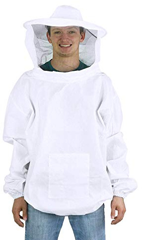 Beekeeping Suit Beekeeper Jacket Veil Hood Hat Professional Beekeeping Clothes Bee Keeper Protective Equipment Beekeeper Suit with Front Zipper & Front Pocket for Professional Bee Keepers, Beginner