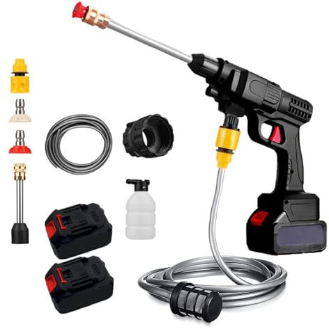 Lavador De AutomóViles De Alta Potencia, Potencia 600w, Dos BateríAs 24v1500mah Pistola Presion Agua, Dispositivos De Mano Lanza Hidrolimpiadora, para Regar Flores, IrrigacióN