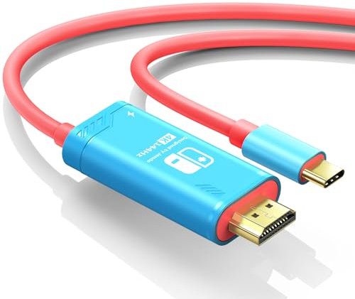 JEMDO 4K@144Hz USB C to HDMI Cable Compatible with Nintendo Switch NS/OLED/Steam Deck/ROG Ally, Portable TV Connector Dock for Screen Mirroring, 2m/6.6FT, Blue