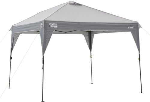 CORE 10 FT x 10 FT Instant Pop Up Canopy Tent | Portable Straight Leg Outdoor Gazebo Shelter with Wheeled Carry Bag | Perfect for Camping, Beach, Picnic, Backyards, BBQ, Tailgate, Patio and Party