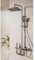 MocArt Duschsystem mit Keramik Ventilkern, Mittelkonsole aus Space-Aluminium, Wassersparendes Duschset mit 4 Funktionen, Anhebbare Duschstange, Handbrause mit 3 Modi (Metallgrau)